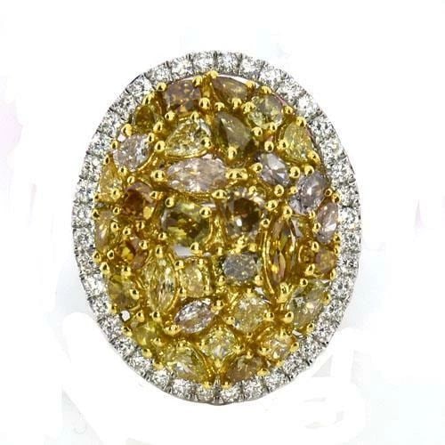 18KT GOLD 4.20CT FANCY YELLOW COGNAC DIAMOND RING (1 of 2)