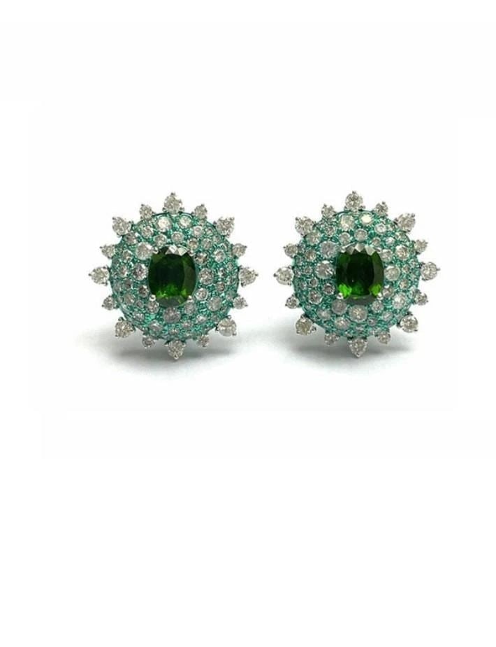 18KT CHROMO DIOPSIDE DIAMOND EARRINGS (1 of 2)