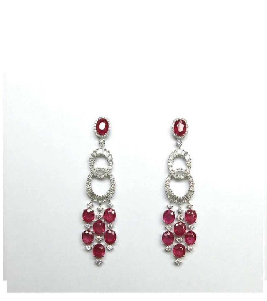 18KT GORGEOUS FANCY RUBY DIAMOND EARRINGS (1 of 2)