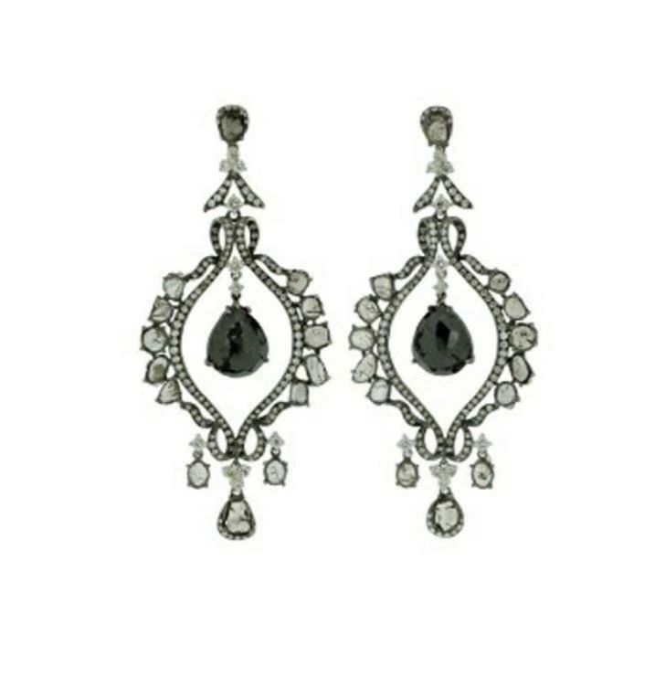 FANCY DIAMOND BLACK DIAMOND DANGLE EARRINGS (1 of 2)