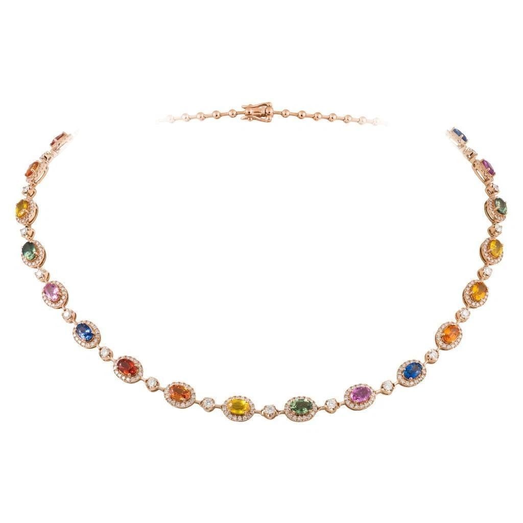 18KT GOLD MAGNIFICENT RAINBOW SAPPHIRE NECKLACE (1 of 2)