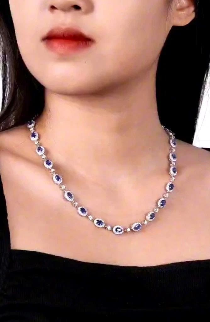 18KT FANCY GORGEOUS SAPPHIRE DIAMOND STRAND NECKLACE (1 of 2)