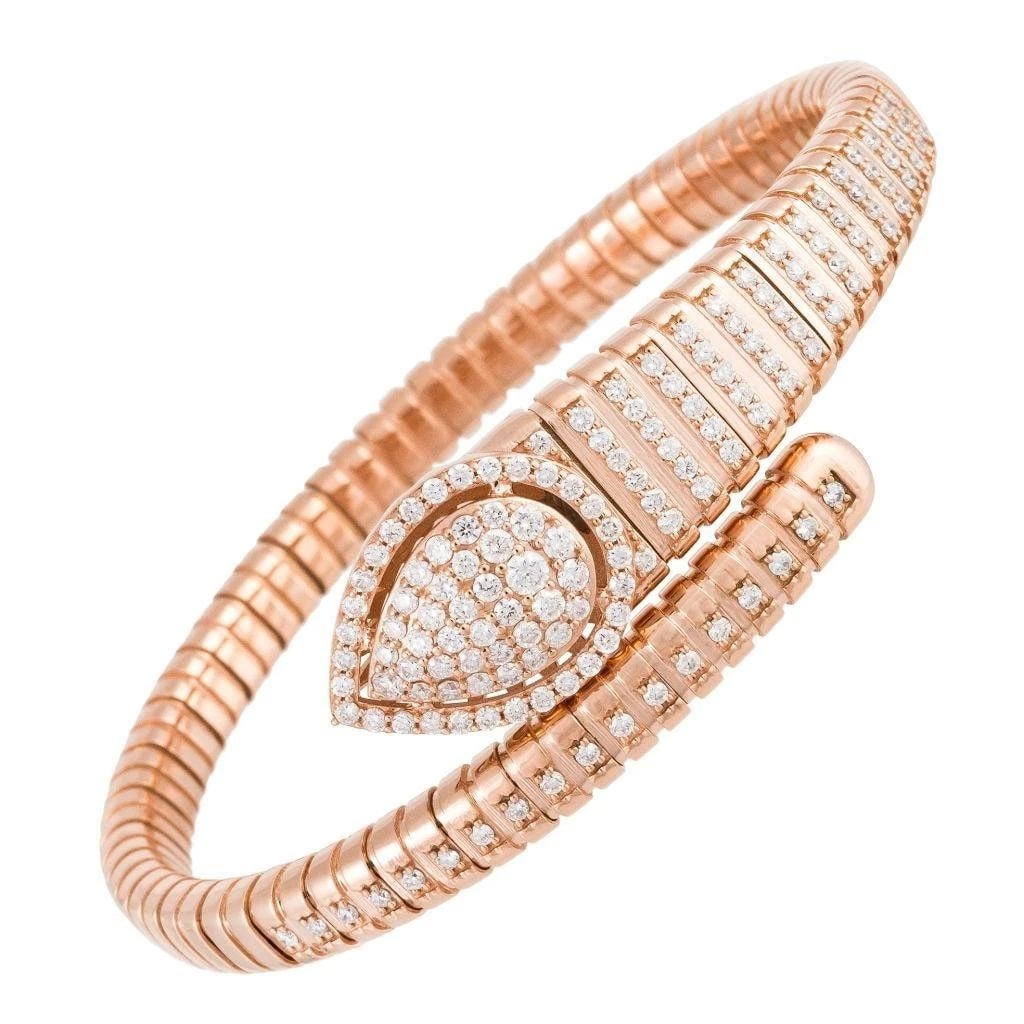 18KT GOLD FANCY SERPENT DIAMOND CUFF BANGLE BRACELET (1 of 2)