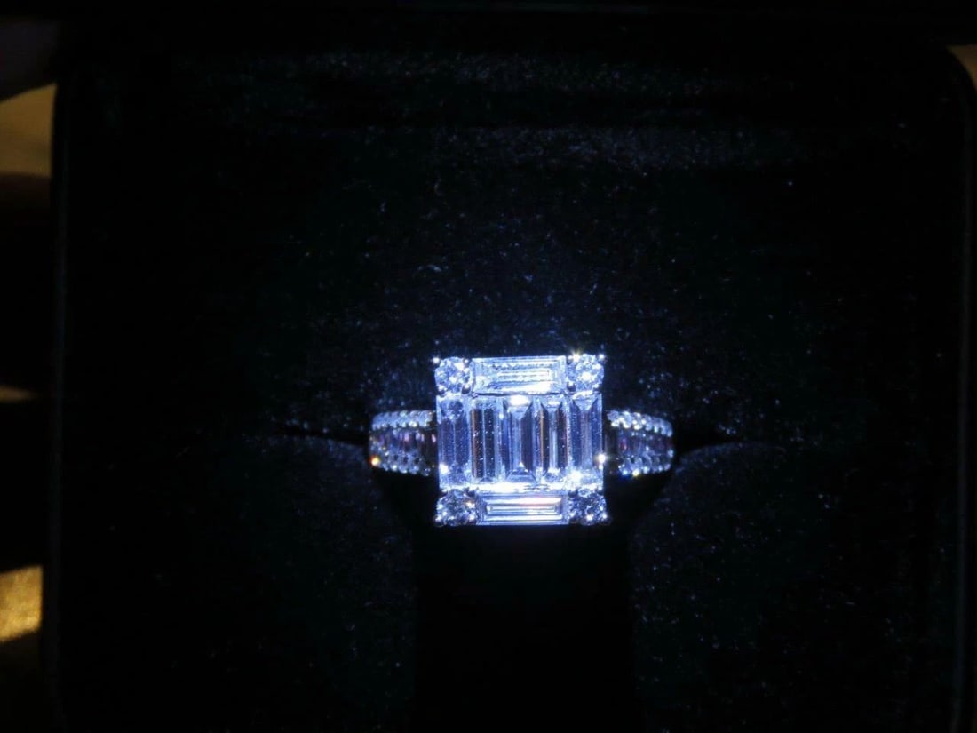 18KT FANCY DIAMOND BAGUETTE ENGAGEMENT RING (1 of 2)