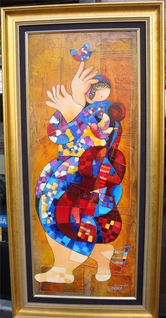 DLX ORIGINAL OIL DANCING PAINTING W 24KT DORIT LEVI: DLX ORIGINAL OIL DANCING PAINTING W 24KT DORIT LEVI DLX ORIGINAL OIL DANCING PAINTING W 24KT DORIT LEVI The Following Item we are Offering is An Outstanding Rare Edition Original Oil Painting on Canva