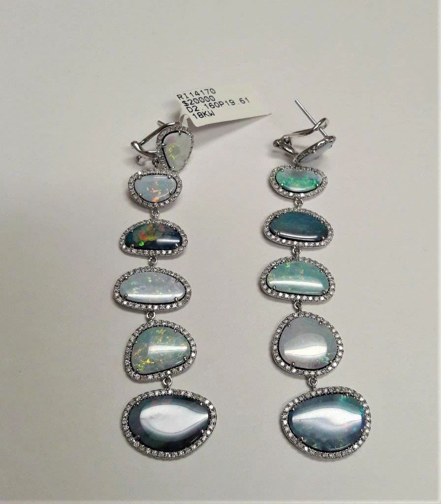18KT MULTI BLACK OPAL DIAMOND EARRINGS! (1 of 2)