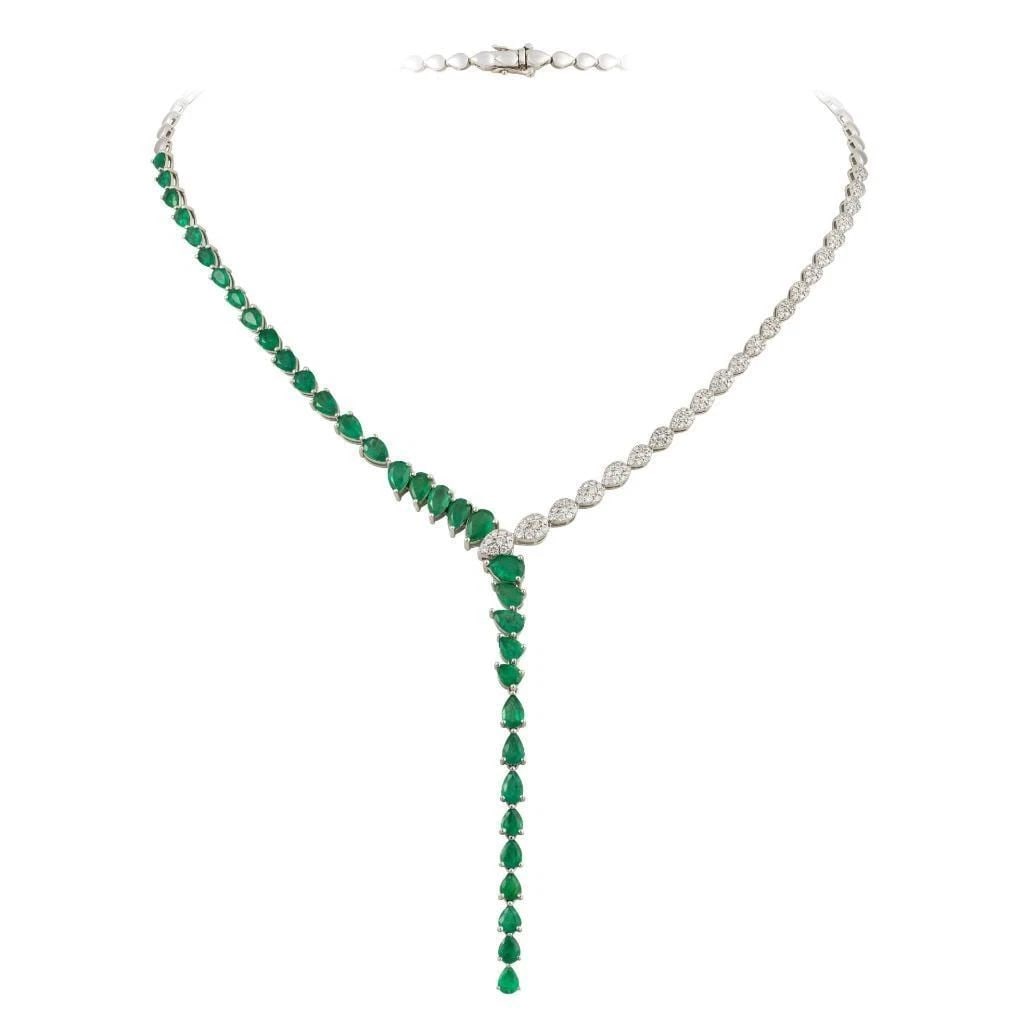 18KT GOLD EMERALD DIAMOND SERPENT SNAKE NECKLACE (1 of 2)