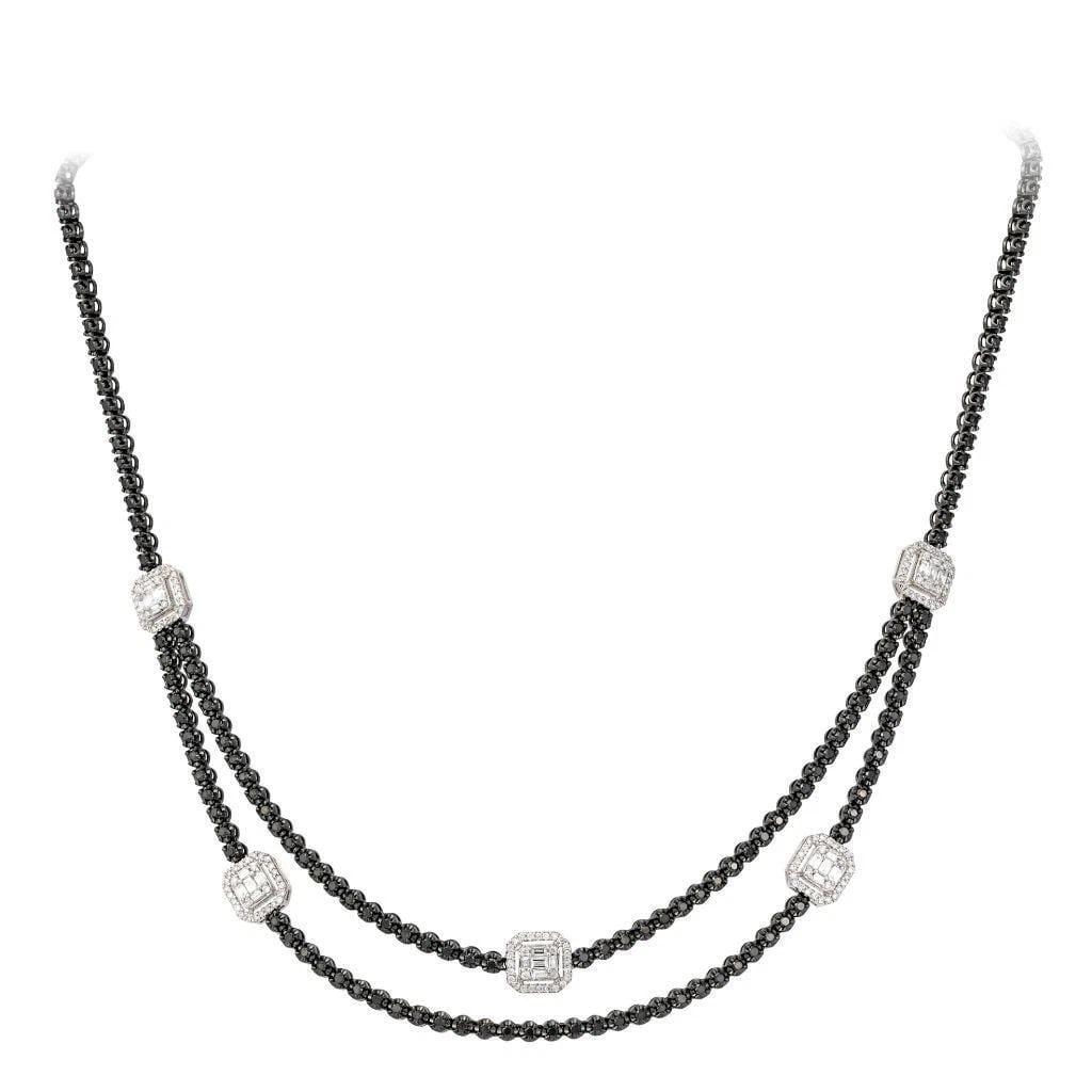 18KT BLACK DIAMOND WHITE 2 STRAND NECKLACE (1 of 2)