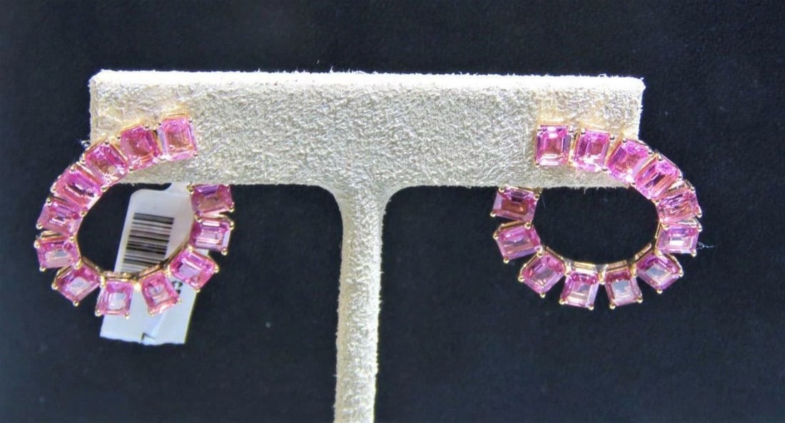 18KT GORGEOUS FANCY PINK SAPPHIRE DIAMOND TWIST EARRINGS (1 of 2)