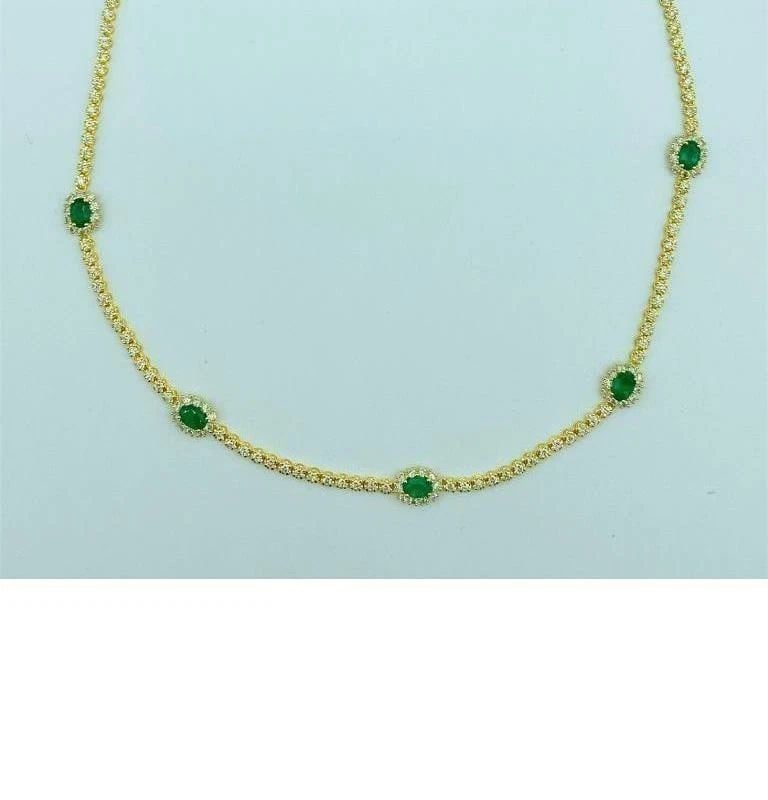 18KT GOLD 6.50CT LRG FANCY EMERALD DIAMOND NECKLACE (1 of 2)