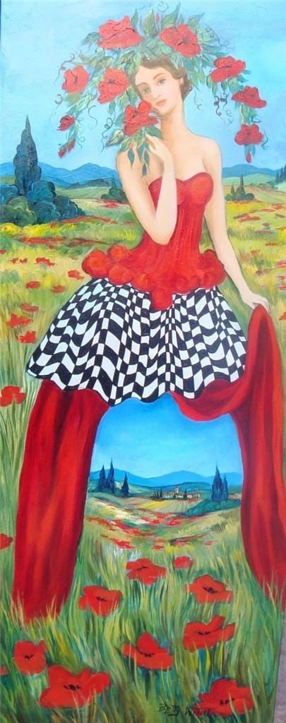 FRENCH LADY POPPY PROVENCE PAINTING, BETTY WITTWE!!: FRENCH LADY POPPY PROVENCE PAINTING, BETTY WITTWE!! BEAUTIFUL RARE FRENCH LADY POPPY PROVENCE PAINTING, BETTY WITTWE!! Last Call