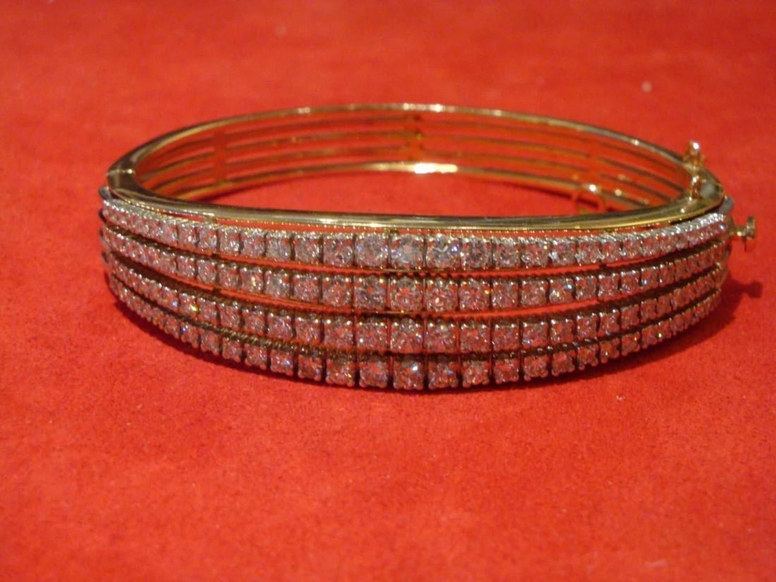 IMPORTANT 5 CT YELLOW GOLD DIAMOND CASBAH CUFF BANGLE BRACELET!!!! (1 of 2)