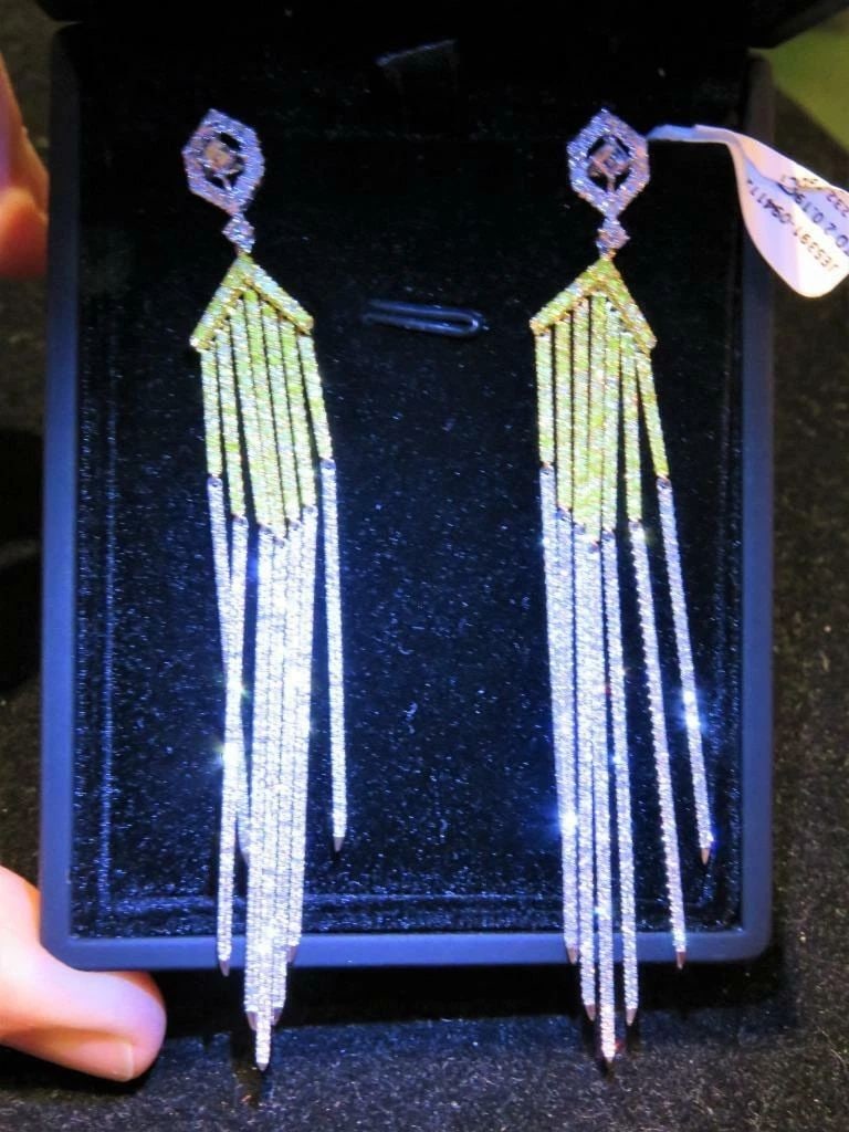 18KT GORGEOUS YELLOW DIAMOND DROP DANGLE FRINGE EARRINGS (1 of 2)