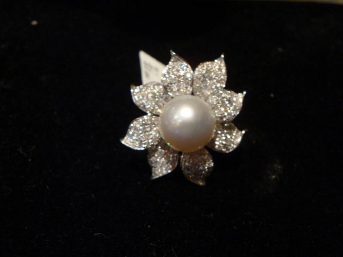 18KT FANCY SOUTH SEA PEARL LRG 13MM DIAMOND RING (1 of 2)