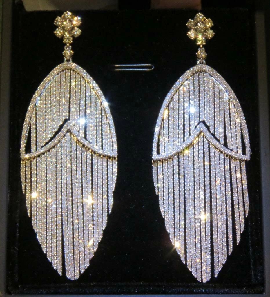 18KT GORGEOUS FANCY DIAMOND DROP DANGLE FRINGE EARRINGS (1 of 2)