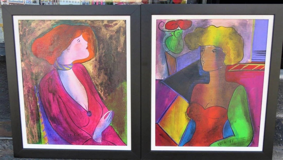 LOVELY LG PAIR ORG PARK WEST GALLERY PAINTINGS OF WOMEN LINDA LE KINFF (1 of 2)