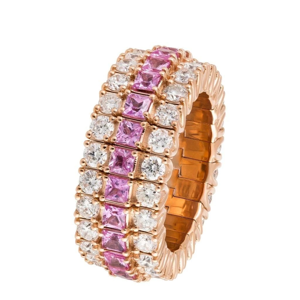 18KT GOLD FANCY CUT PINK SAPPHIRE DIAMOND RING BAND (1 of 2)