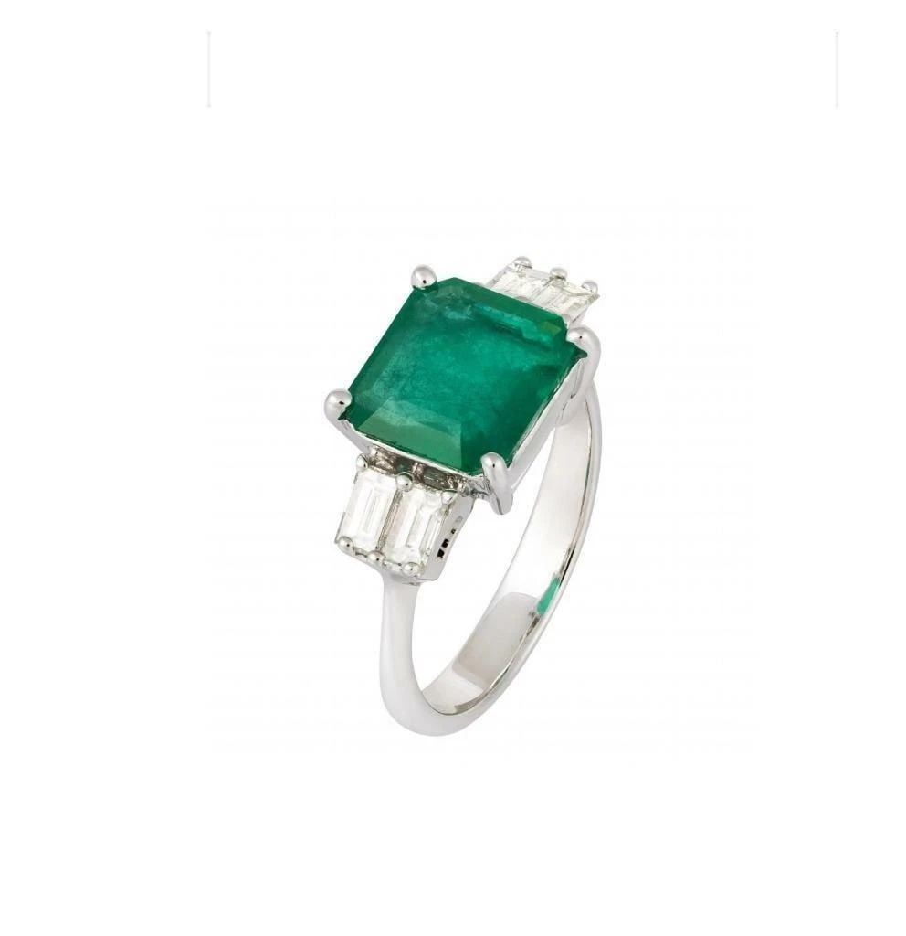 18KT GOLD GORGEOUS 5.50CT EMERALD BAGUETTE DIAMOND RING (1 of 2)