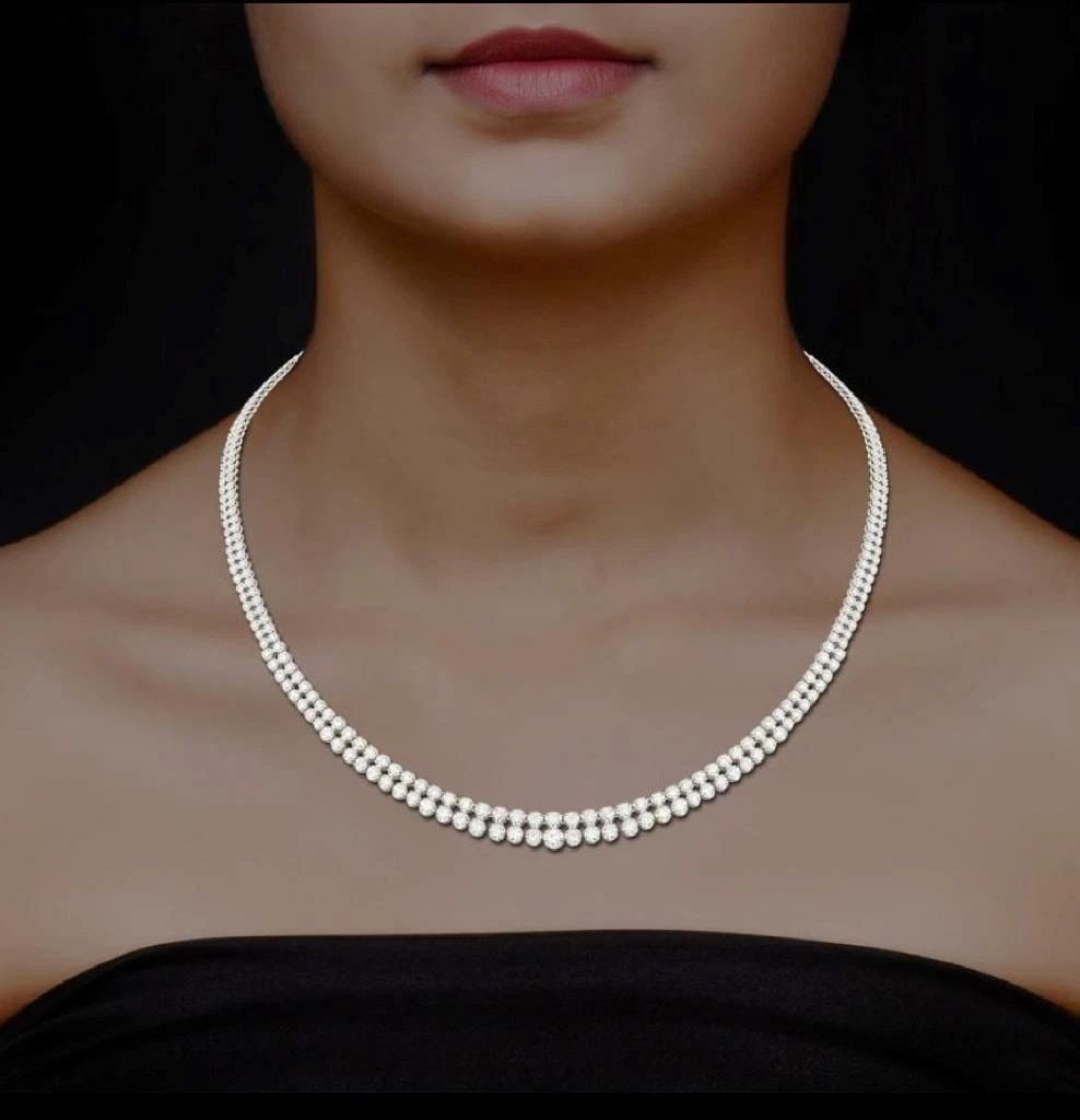 18KT GORGEOUS ROUND DIAMOND DOUBLE STRAND NECKLACE! (1 of 2)