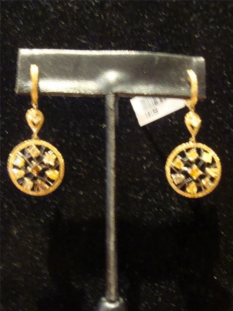 18KT GOLD 4 CT FANCY BROWN YELLOW PINK DIAMOND EARRINGS! (1 of 2)