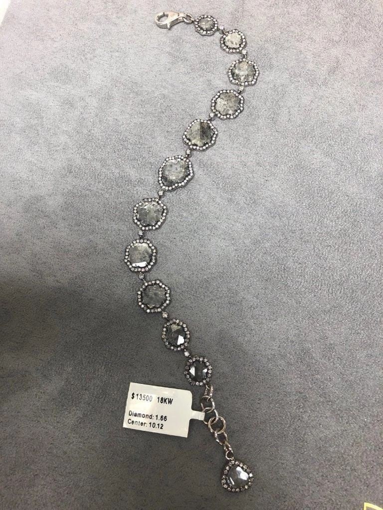 18KT GOLD LARGE SLICED GRAY DIAMOND BRACELET (1 of 2)