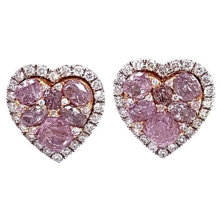 18KT RARE PINK DIAMOND STUD EARRINGS (1 of 1)