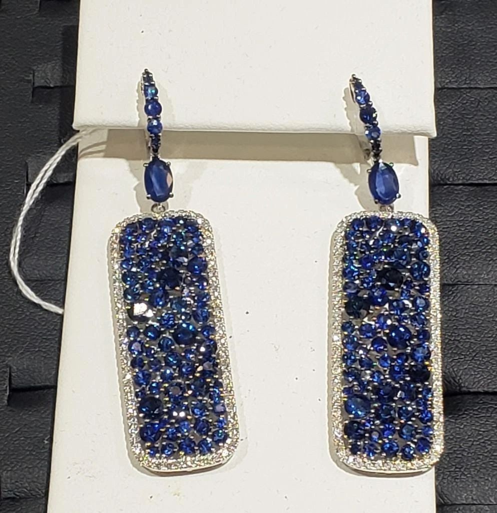 18KT 11CT FANCY GORGEOUS BLUE SAPPHIRE DANGLE EARRINGS (1 of 2)