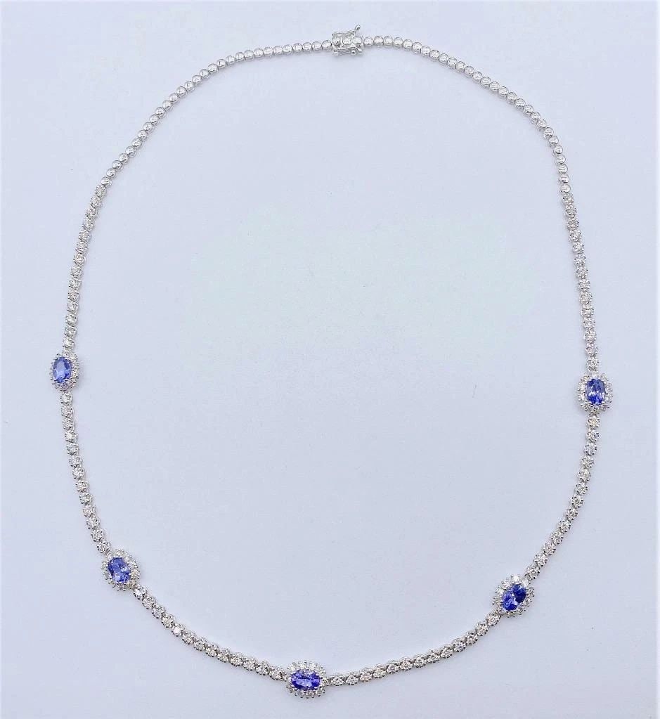 18KT GOLD TANZANITE DIAMOND NECKLACE (1 of 2)