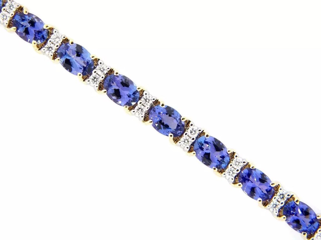 IMPORTANT LARGE 14.5CT TANZANITE DIAMOND TENNIS BRACELET! (1 of 2)