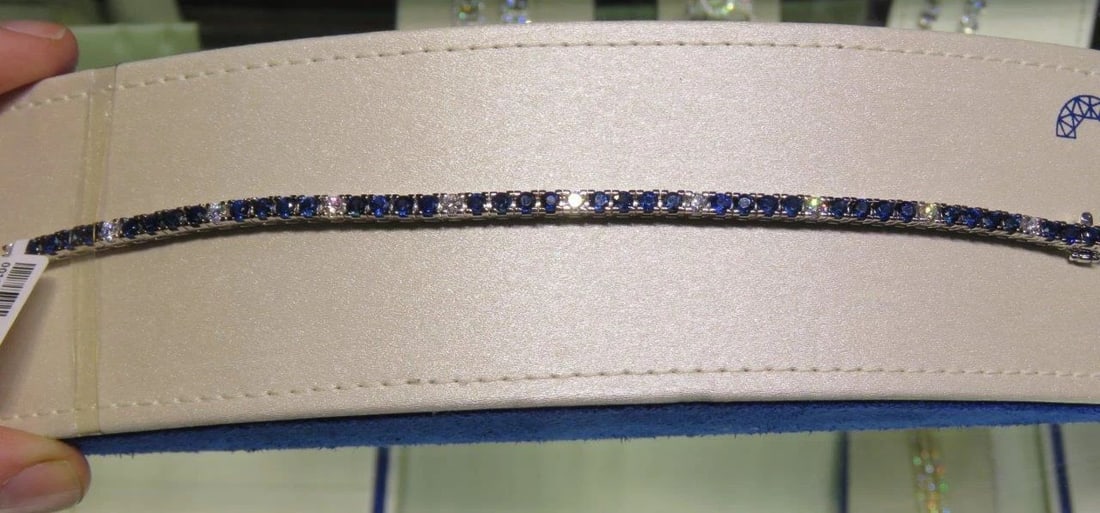 14KT SAPPHIRE DIAMOND TENNIS BRACELET (1 of 2)