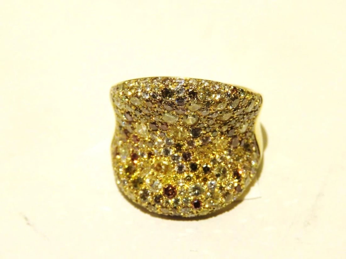 18KT LRG FANCY YELLOW COGNAC DIAMOND RING (1 of 2)