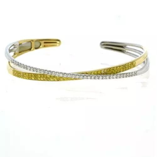 18KT GOLD FANCY YELLOW DIAMOND BANGLE BRACELET (1 of 2)