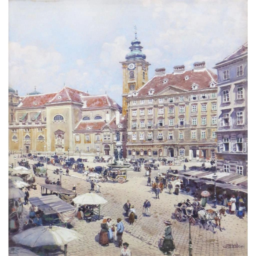 IMPORTANT 19TH C EUROPEAN CITY PAINTING PSBLY AUSTRIA FRANZ POLEONE (1 of 1)