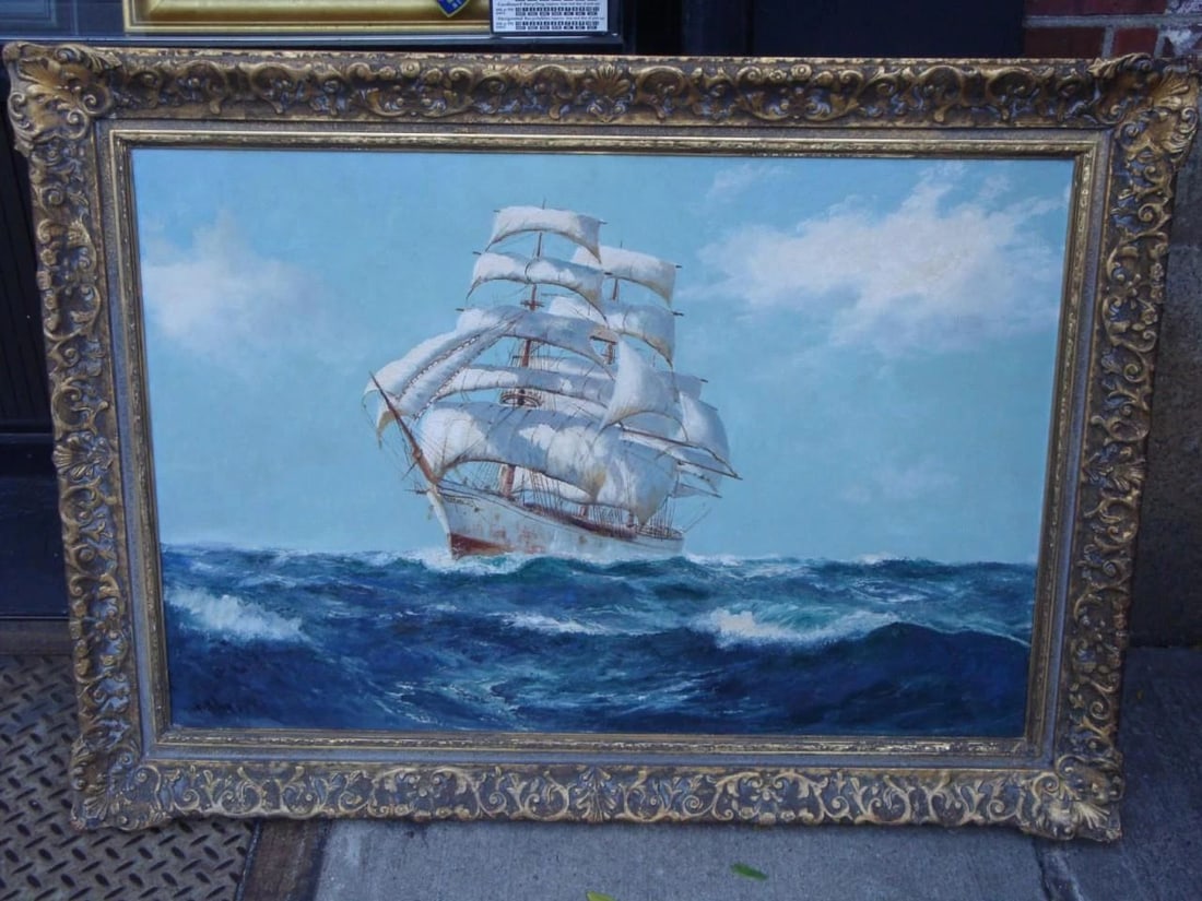 MAGNIFICENT ORIG SEASCAPE BOAT WATER PAINTING MADISON AVE, NYC D. SHERRIN: MAGNIFICENT ORIG SEASCAPE BOAT WATER PAINTING MADISON AVE, NYC D. SHERRIN MAGNIFICENT ORIG SEASCAPE BOAT WATER PAINTING MADISON AVE, NYC D. SHERRIN The Following Item we are offering is a Beautiful 19