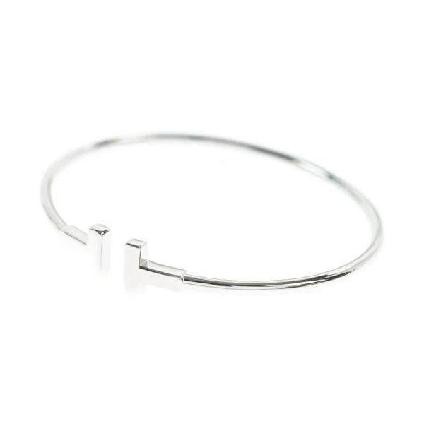 TIFFANY & CO. T WIRE K18 WHITE GOLD LENGTH 15CM LADIES BRACELET PRE OWNED B1226 (1 of 2)