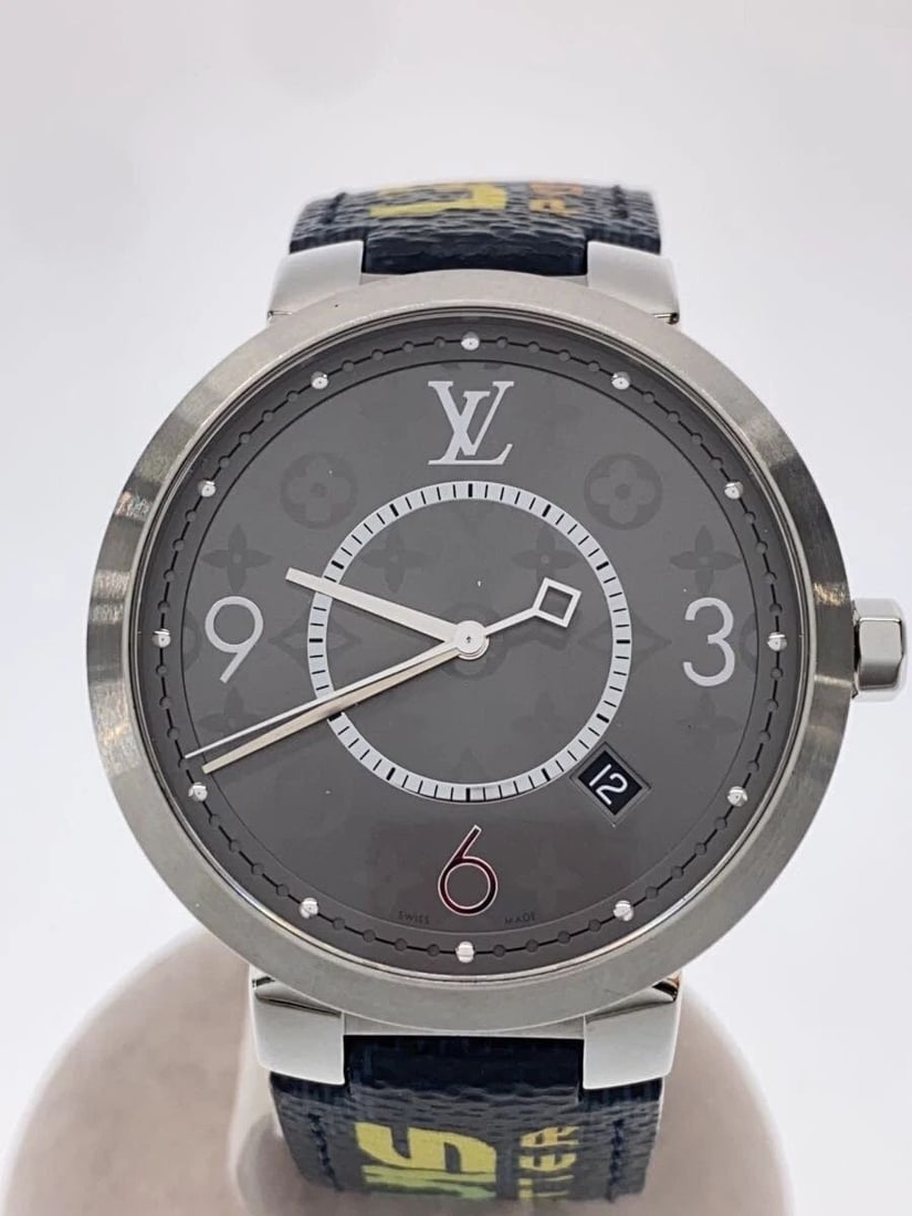 LOUIS VUITTON TAMBOUR SLIM MONOGRAM ECLIPSE MEN'S WATCH (1 of 2)