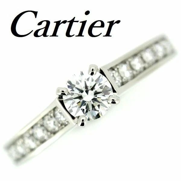 CARTIER SOLITAIRE 0.30CT DIAMOND PT950 #46 US SIZE NO. 3.5-4 RING PREOWNED (1 of 2)
