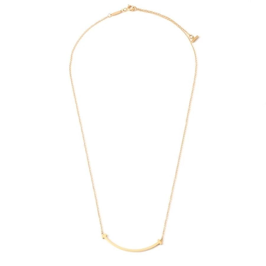 TIFFANY & CO. T SMILE SMALL K18 PINK GOLD LENGTH 46CM NECKLACE PRE OWNED B1001 (1 of 2)