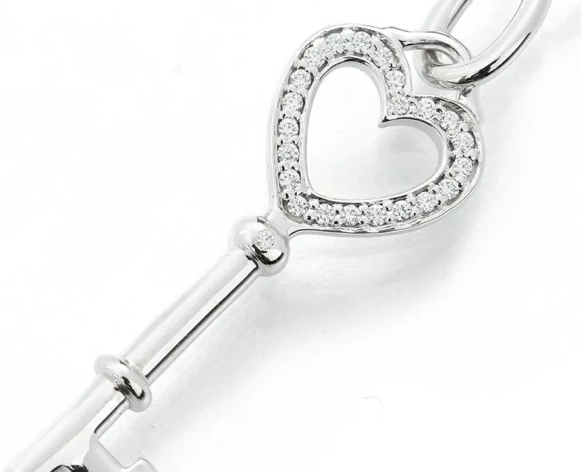 TIFFANY & CO. HEART KEY DIAMOND K18WG LENGTH 46CM NECKLACE PRE OWNED (1 of 2)