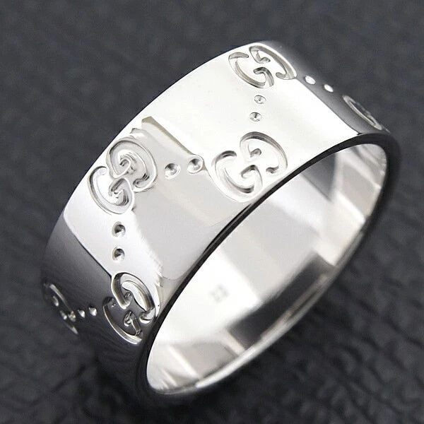 GUCCI ICON WIDE RING, US SIZE NO. 10.5 K18 WHITE GOLD RINGS PRE OWNED (1 of 2)