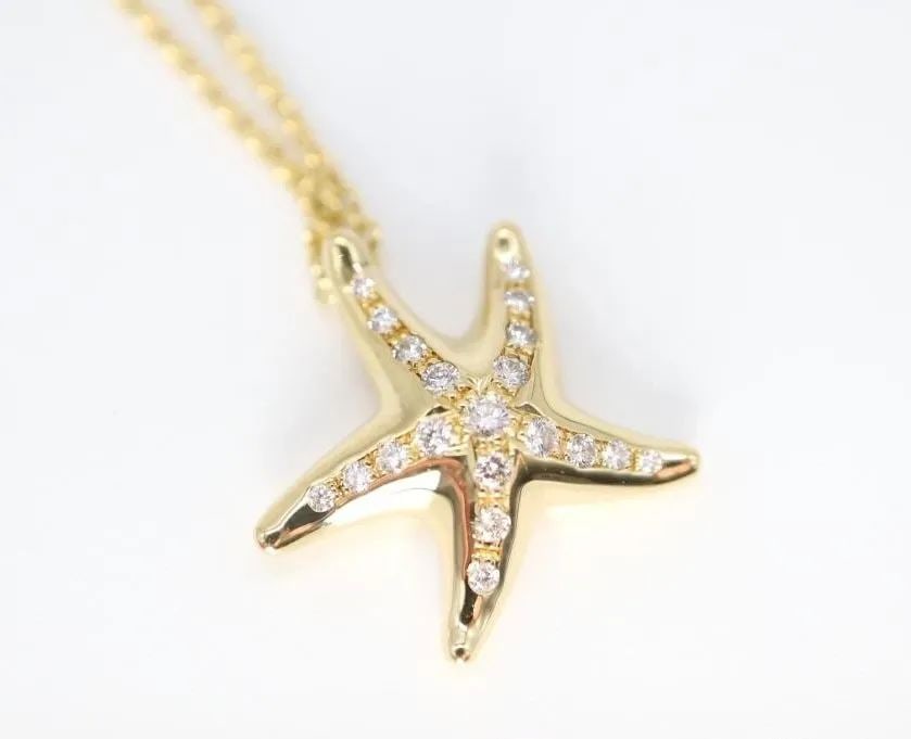 TIFFANY & CO. GOLD STARFISH DIAMOND GOLD LENGTH 41CM NECKLACE PRE OWNED (1 of 2)