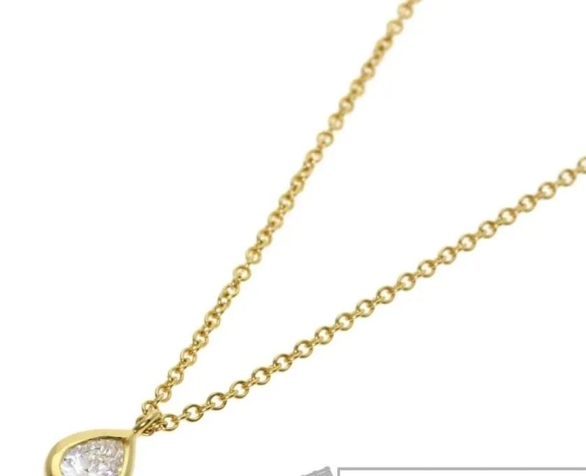 TIFFANY & CO. PEAR-SHAPED DIAMOND K18YG LENGTH 40CM NECKLACE PRE OWNED (1 of 2)