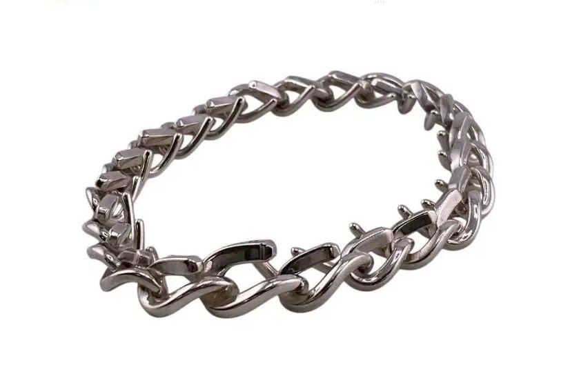 TIFFANY & CO. FORGED CHAIN SILVER LENGTH 22.5CM BRACELET PRE OWNED (1 of 2)
