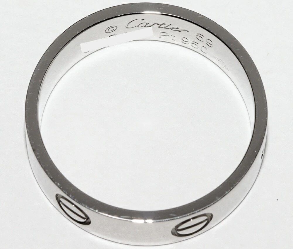 CARTIER PT950 LOVE RING B40849 #59 US SIZE NO. 9-9.5 RING PRE OWNED: CARTIER PT950 LOVE RING B40849 #59 US SIZE NO. 9-9.5 RING PRE OWNED CARTIER PT950 LOVE RING B40849 #59 US SIZE NO. 9-9.5 RING PRE OWNED Item Description Description of Item brand Cartier Model number