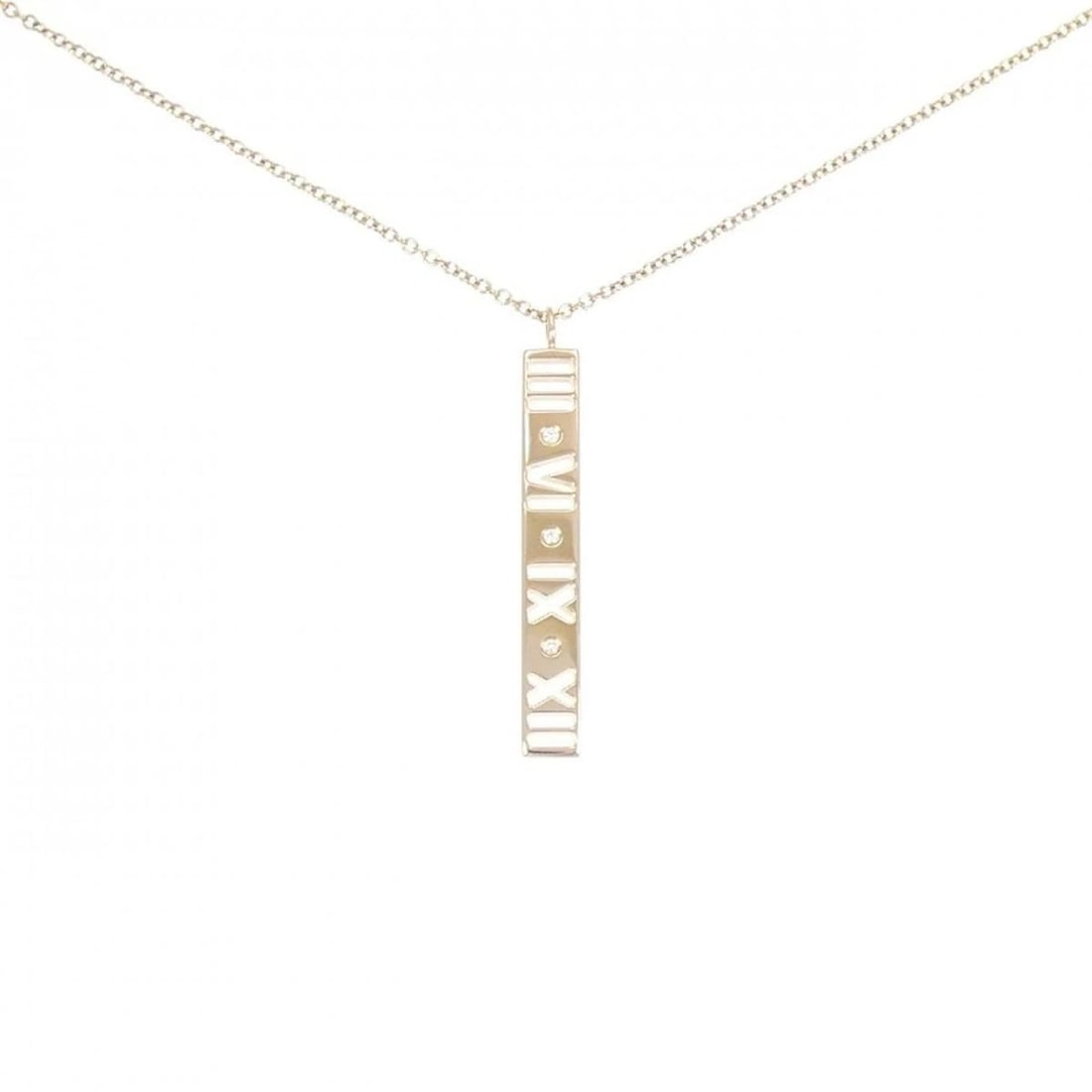 TIFFANY & CO. ATLAS BAR NECKLACE 750 PINK GOLD DIAMOND 43CM 3.3G Y1029 (1 of 2)