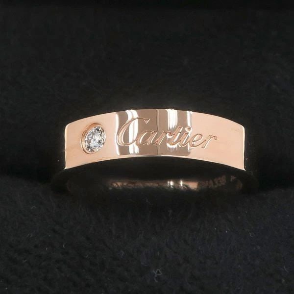 C DE CARTIER 1 DIAMOND 4MM #46 US SIZE NO. 3.5-4 K18PG RING PRE OWNED (1 of 2)