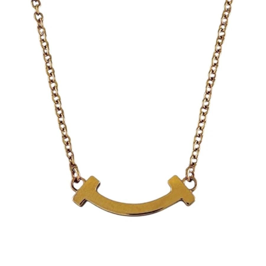 TIFFANY & CO. T SMILE K18 PINK GOLD LENGTH 46CM NECKLACE PRE OWNED (1 of 2)