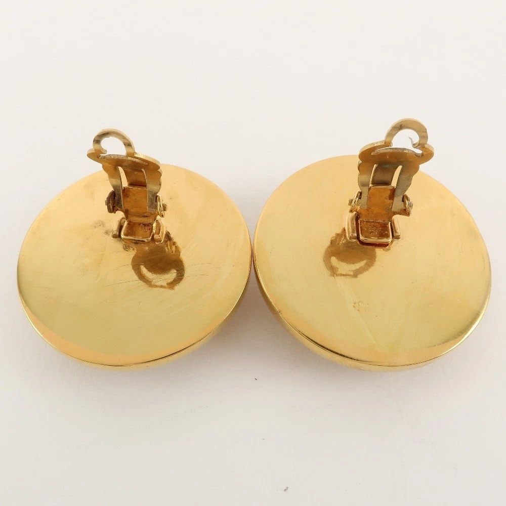 CHANEL COCO MARK GOLD PLATED BLACK 49.8G EARRINGS (1 of 2)