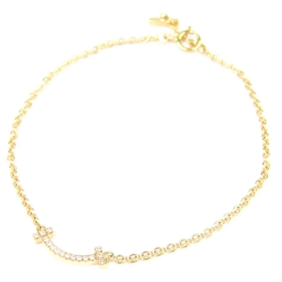 TIFFANY & CO. T SMILE K18YG DIAMOND LENGTH 14.5CM BRACELET PRE OWNED (1 of 2)
