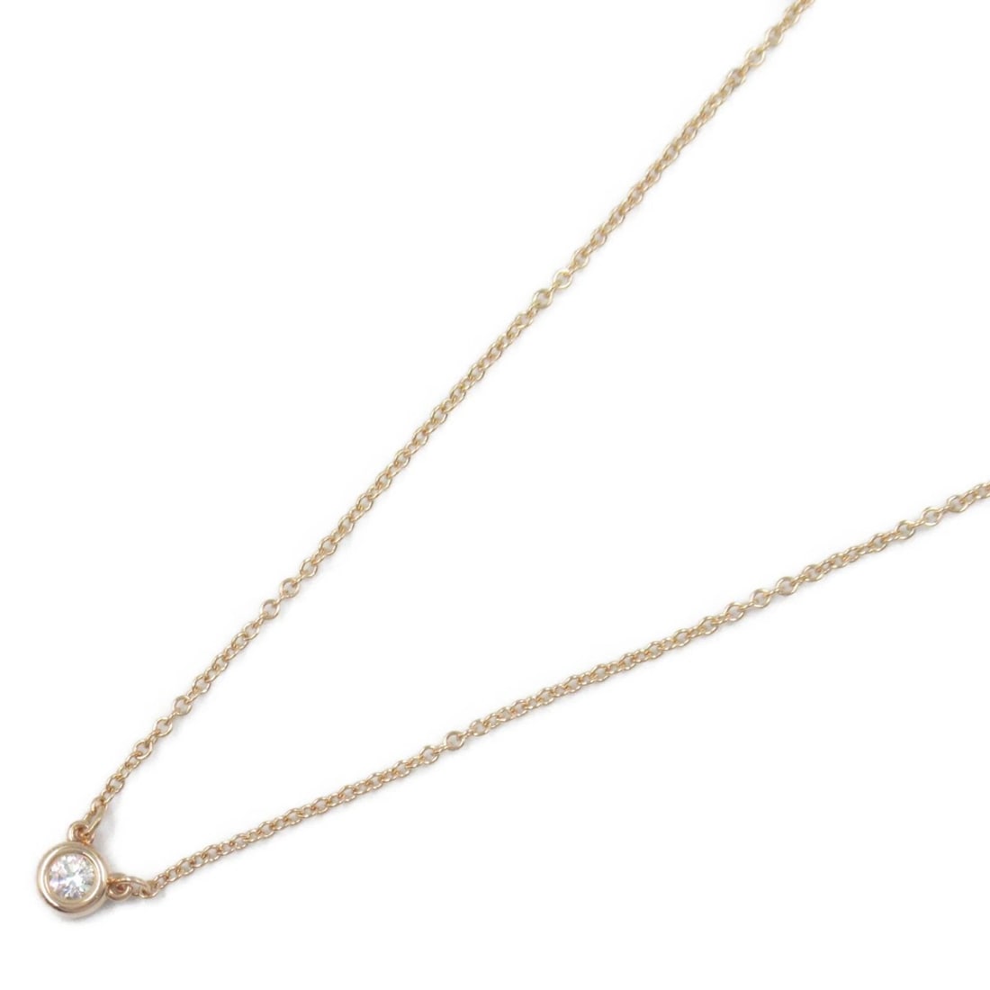TIFFANY & CO. BY THE YARD NECKLACE K18PG PINK GOLD DIAMOND CLEAR 41CM 2.2G Y1028 (1 of 2)